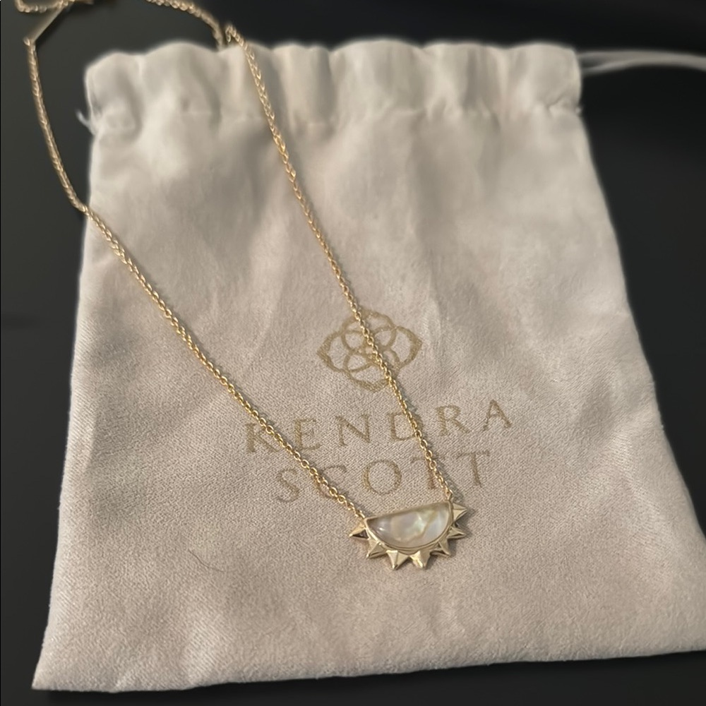 Adjustable Kendra Scott Gold Necklace with Opal Pendant